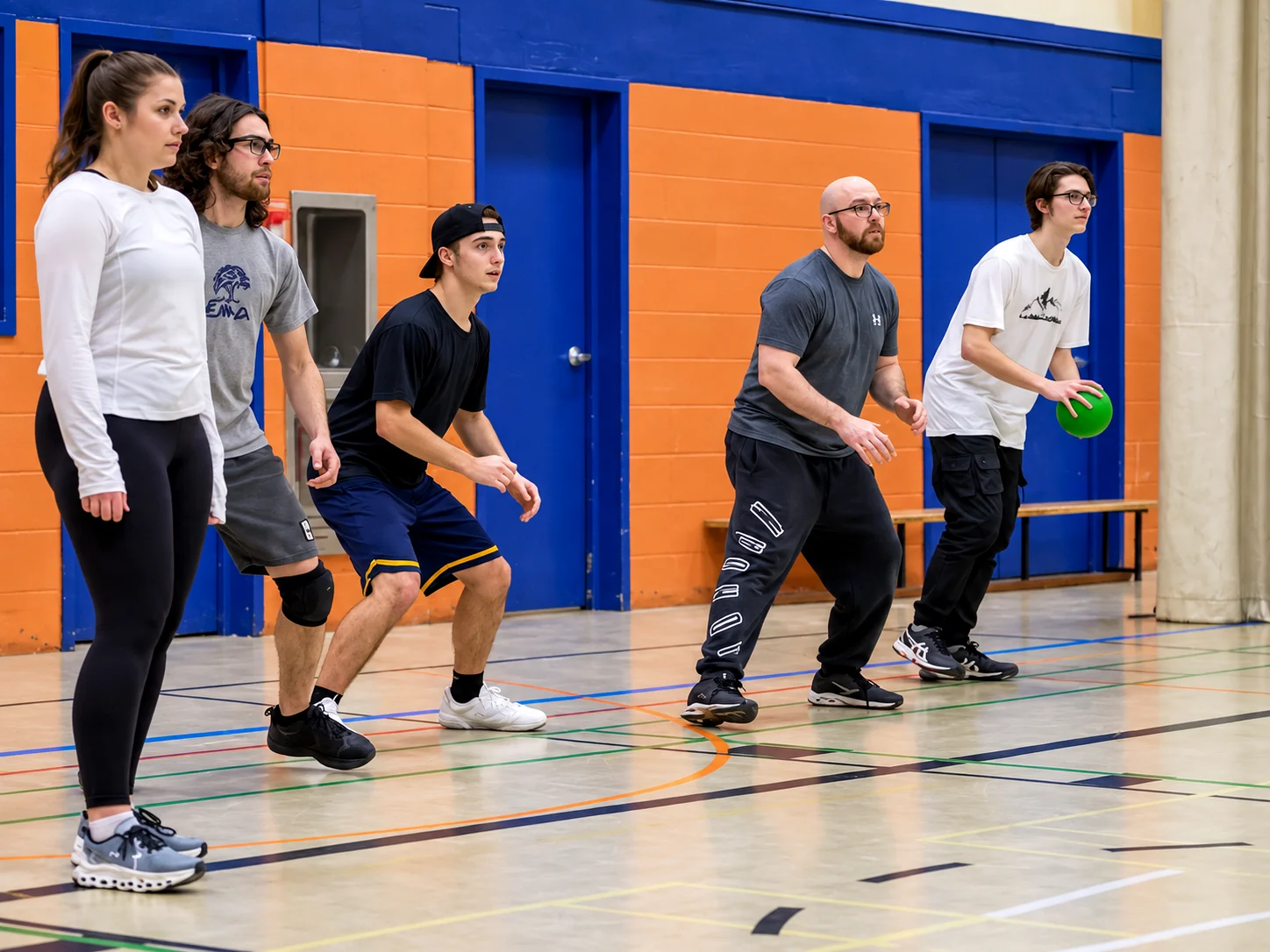 Groupe de joueurs pendant une soirée de dodgeball